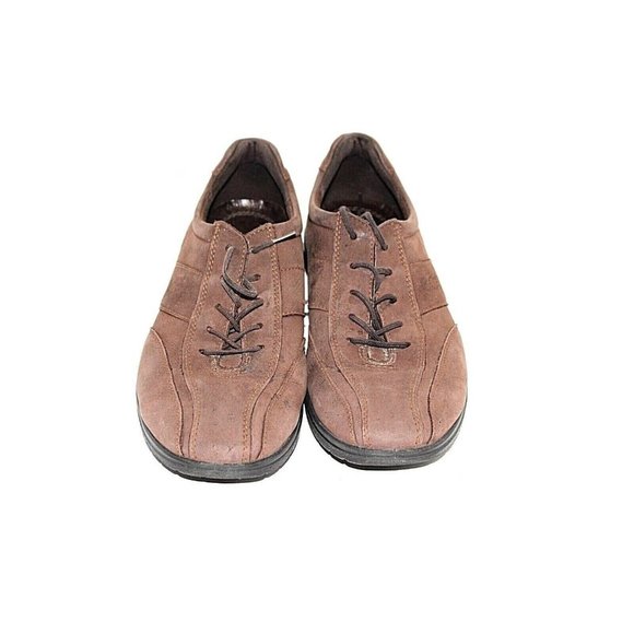 ECCO Shoes Womens 39 Lightweight Brown Leather Euro Walking Sneaker Lace up - Picture 1 of 7